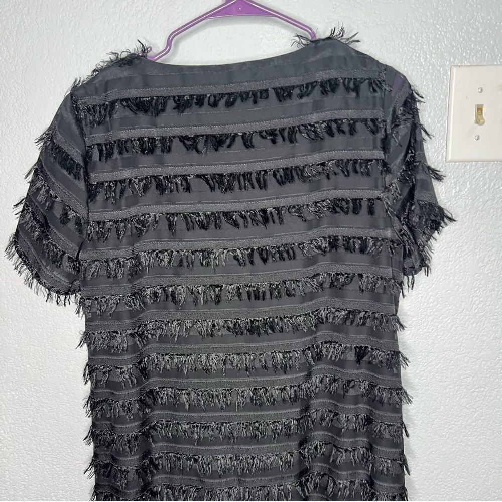 Show Me Your Mumu Demi Fuzzy Fringe Mini Short Sleeve Black Dress Sz M Boho, - Picture 6 of 10